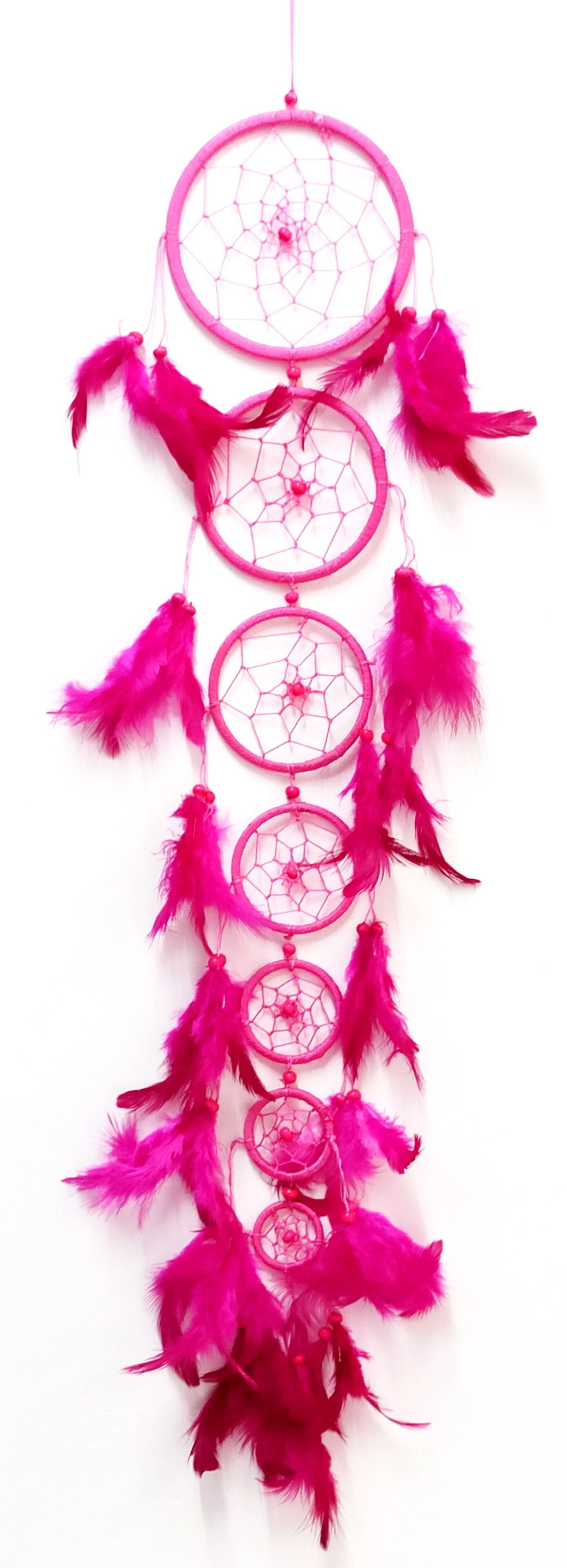 Seven Pink Feathered Door and Wall Ornament