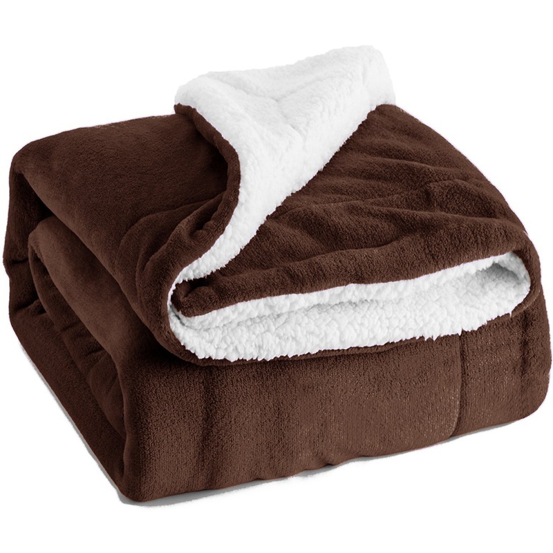 CFSE-YOU Sherpa Lamsvacht Deken Dikke Double-Layer Flanellen Deken Wollen Deken Deken Gewogen Deken: brown