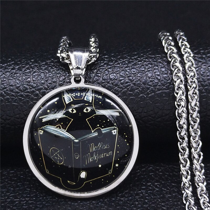 2020 nuovo Libro Magico Gatto Collane in Acciaio Inox per Le Donne di colore Argento collana di Dichiarazione A Lungo Dei Monili collana uomo NJ40S02
