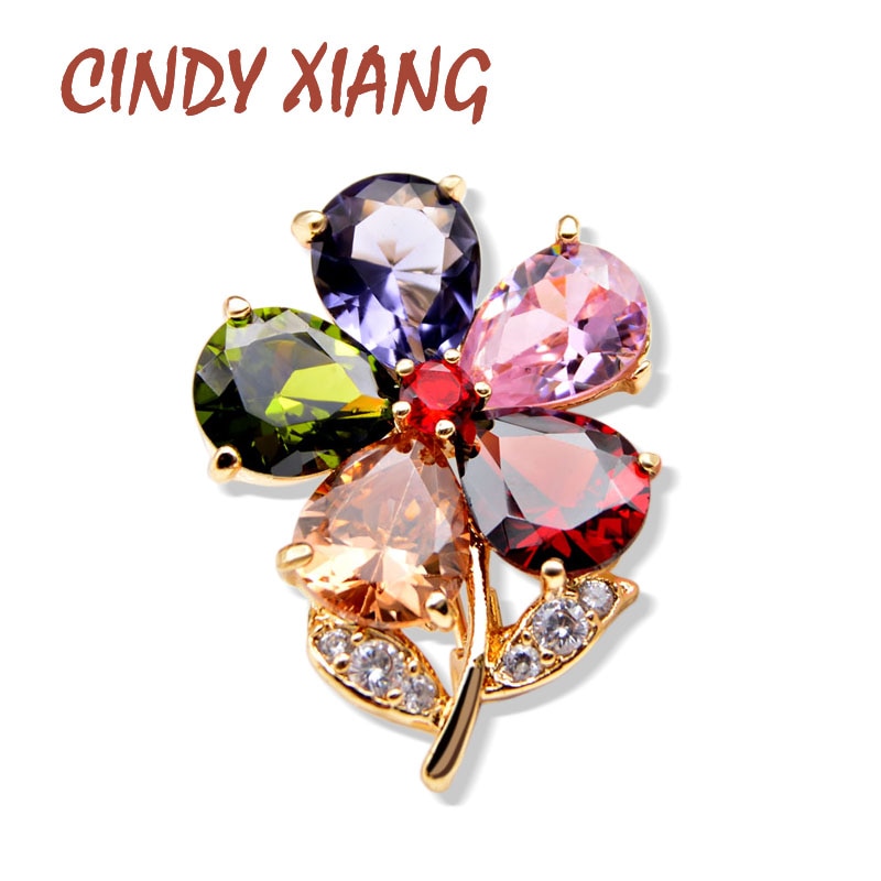 CINDY XIANG, broche unisexe à fleur en zircone cubique, broche pour femmes et hommes, 8 couleurs disponibles, bijoux d'été, accessoires de chemise