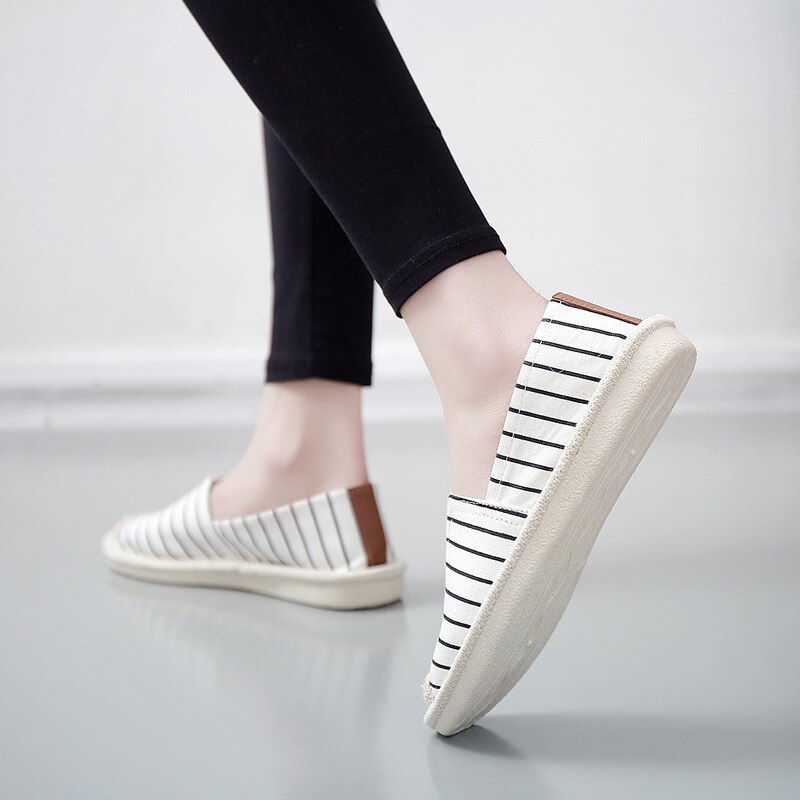 Streep Platte Schoen Vrouwen Casual Visser Schoenen Zomer Dames Slip Lichtgewicht Ademend Loafers Lui Flats Zapatos Mujer