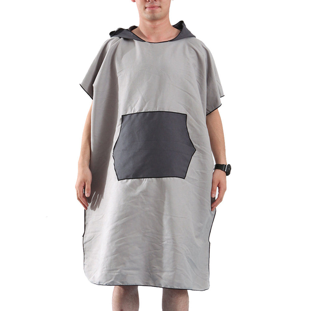 Beach Home Hooded Cloak Unisex Changing Bath Towel Microfiber Swimmers Sports Adults Poncho Bathrobe Quick-dry Outdoor: Grey