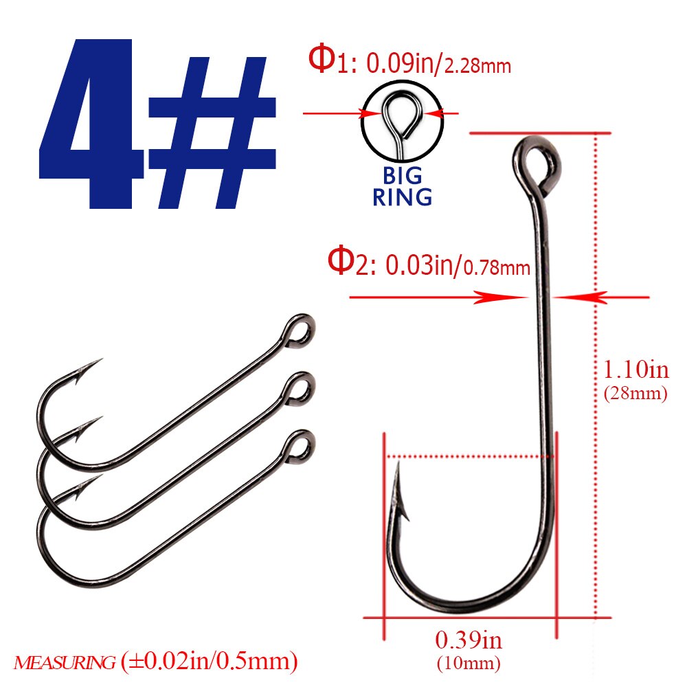 10pcs / 30pcs fishing hooks with big eyes Fish Round Bent Joint Hook gamakatsu: size4 / 10pcs