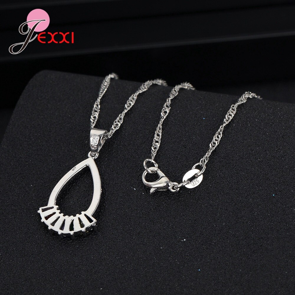 Vrouwen Zirconia Cz Hanger Kettingen Earring 925 Sterling Zilveren Sieraden Set Kleurrijke Sieraden