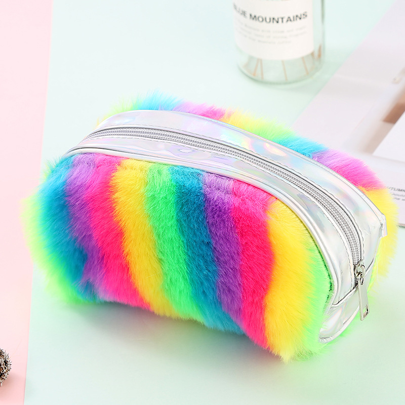 Sateenkaari koulu penaali pehmo penaali tytöille kynälaatikko söpö paljeteilla penaali iso kasettipussi kawaii korealainen paperitavarapakkaus