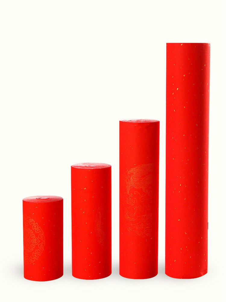 Long Rolling Red Xuan Paper for Couplets Chinese Spring Festival Calligraphy Paper Half Ripe Xuan Paper Rijstpapier