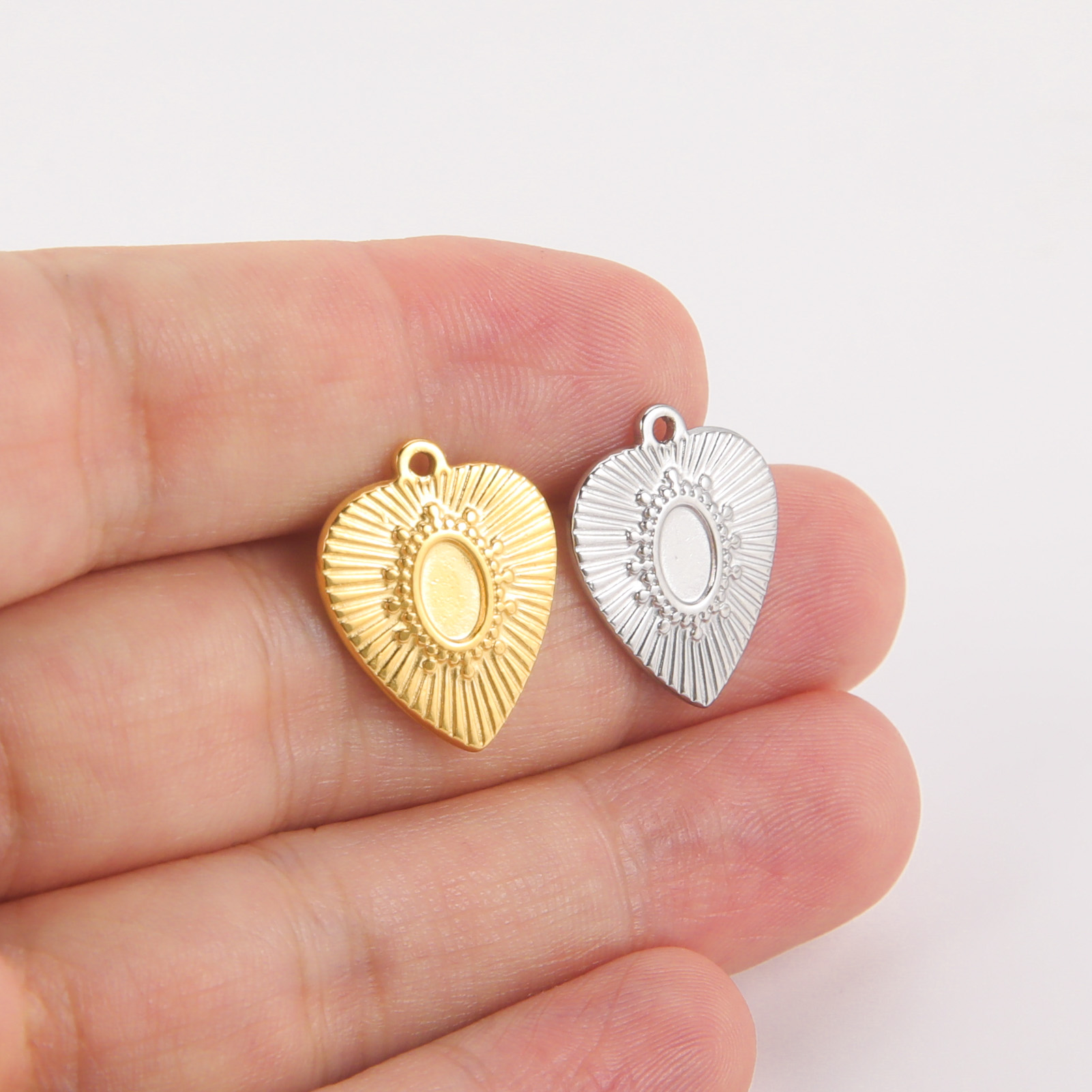 EUEAVAN-5 unids/lote de abalorios de acero inoxidable, collar con colgante de amor y corazón, suministros de fabricación de joyería DIY para mujer, hechos a mano al por mayor