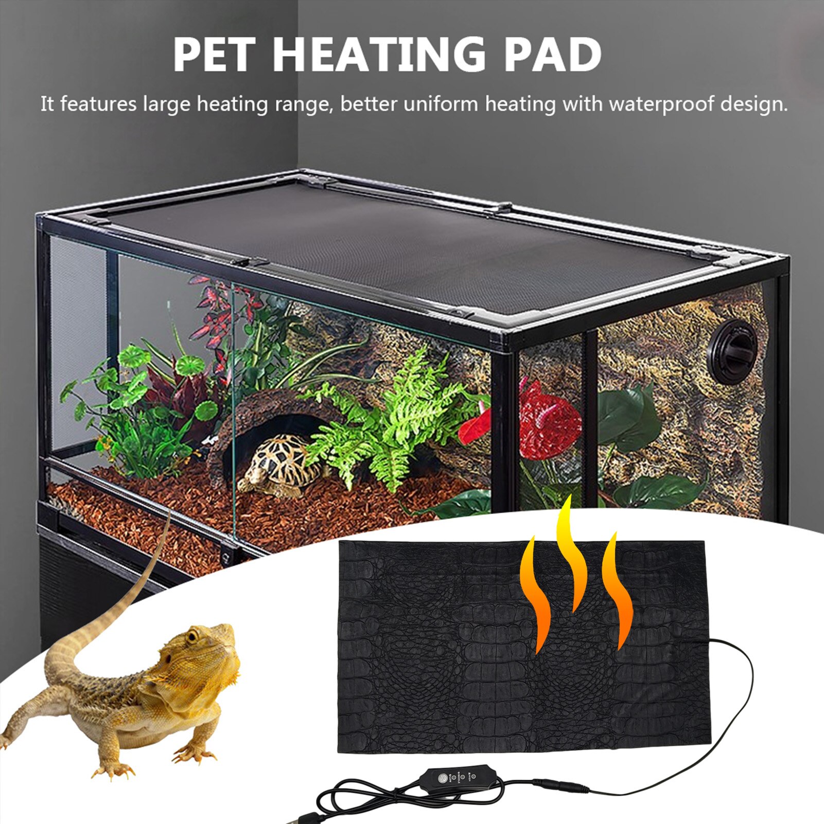 Alfombrilla de calor para Terrario de Reptiles, almohadilla calefactora para mascotas, manta eléctrica para Reptiles, tortugas, serpiente, lagarto, Hamster
