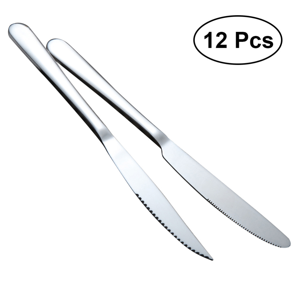 12pcs Stainless Steel Flatware Silverware Tableware Cutlery Steak and Dinner Knives Set