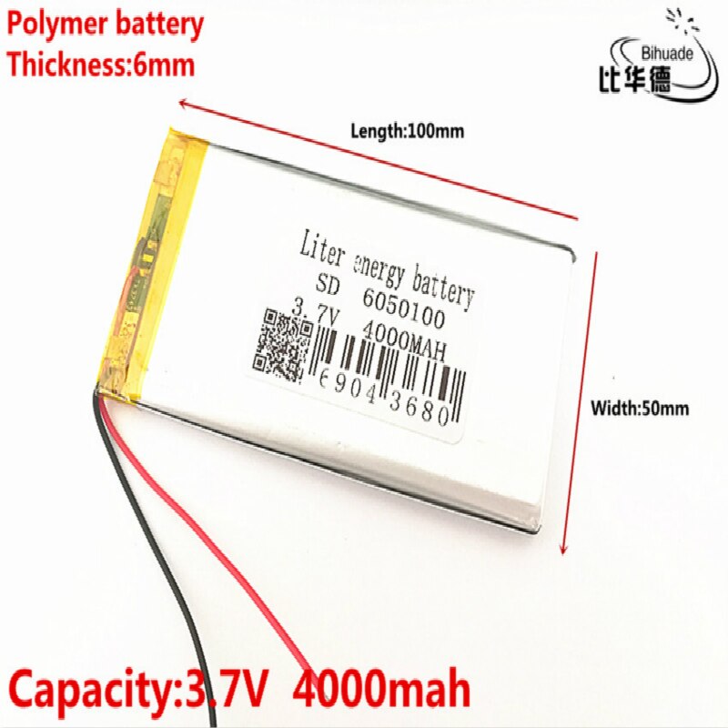 Batería de energía litro 1 unids/lote 6050100 3,7 V 4000mAh 6052103 6050105 batería recargable de polímero de litio LiPo para GPS PSP