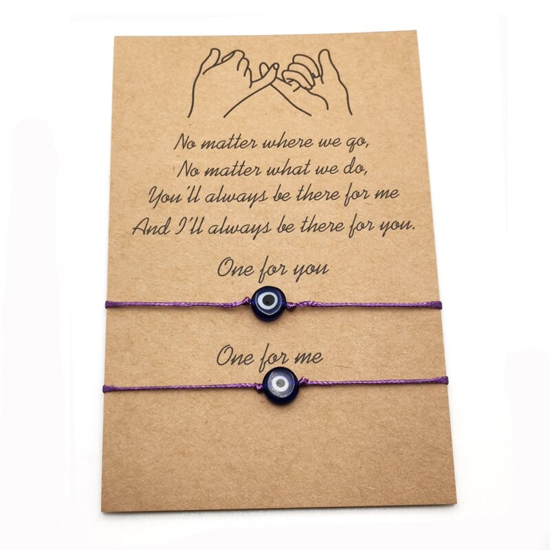 2 bracelets en fil rouge mauvais œil turc pour femmes et hommes, en corde tissée à la main, réglable, bijoux d'amitié pour Couple