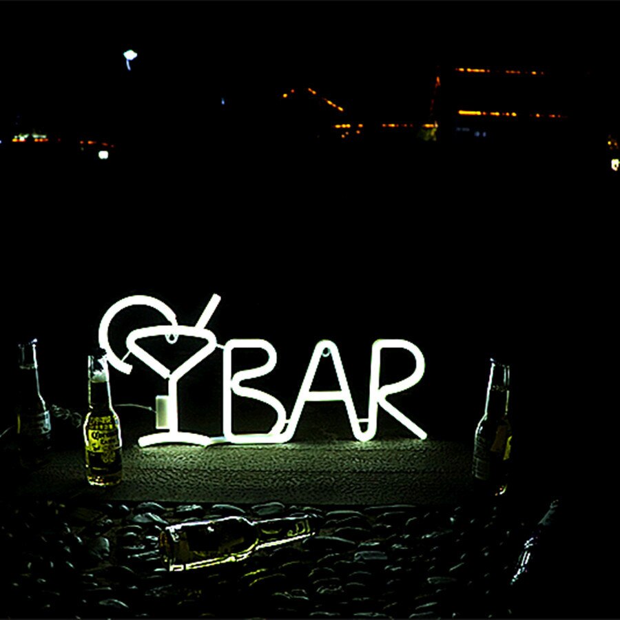 Neon Sign Licht Led Art Decor Bar Neon Lamp Met Afstandsbediening Moderne Thuis Ktv Bar Party Wanddecoratie nachtlampje: White Bar