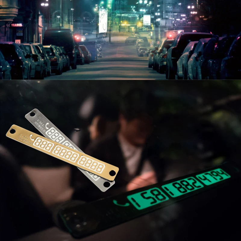 Temporary Car Parking Card Telephone Number Card Notification Night Light Sucker Plate Car Styling Phone Number Card