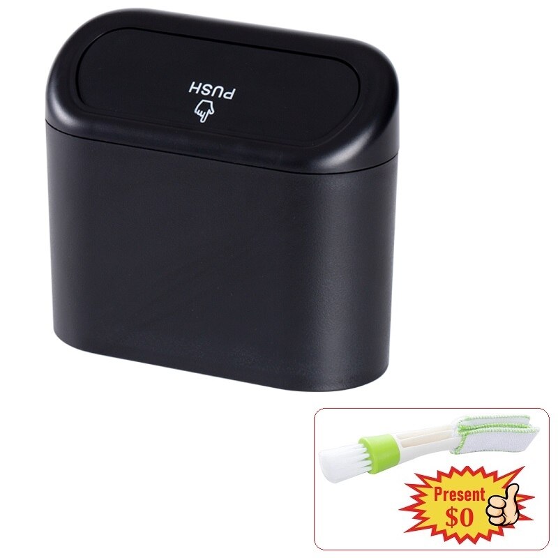 Style Car Trash Can Car Storage Organizer Bag Car Dust Box Garbage Bucket Auto Storage Case Accessories: Black