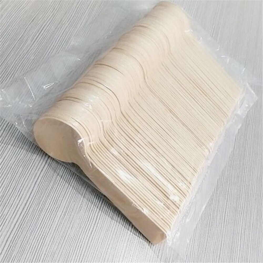 100 Stks/set Mini Wegwerp Houten Lepel Ijs Lepel Hout Westerse Bruiloft Servies Dessert Scoop Keuken Tool