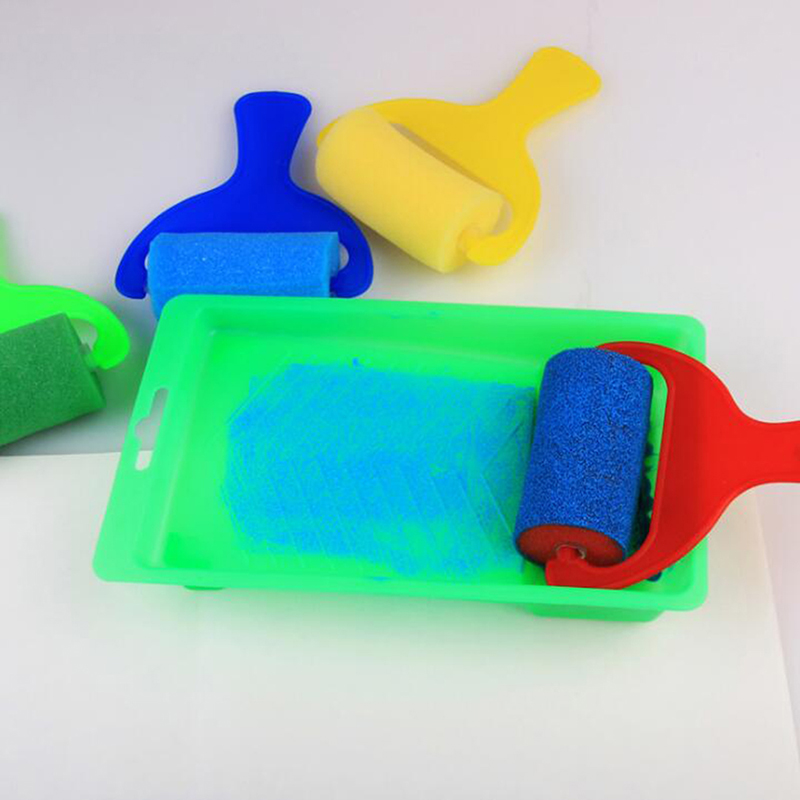 4 Uds DIY niños bebé educativo esponja rodillo Graffiti pintura pincel colorido sello sellos herramienta de juguete