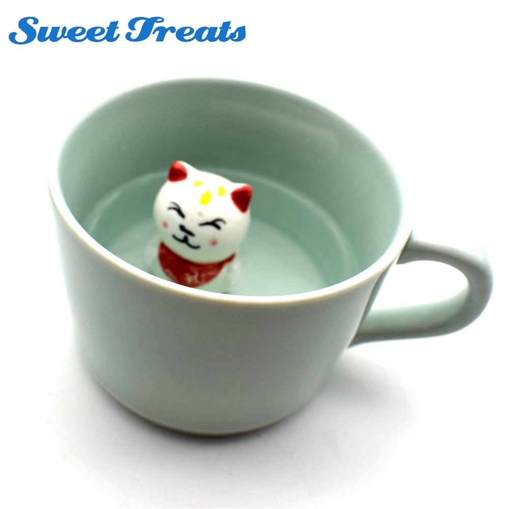 Sweettreats small ceramic milk cup with animals cute cartoon nice three-dimensional heat-resistant celadon