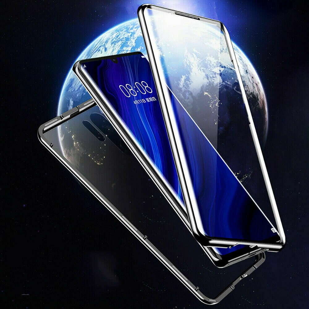 Luxus 360 ° Volle Schutz Magnetische Metall Stoßstange Doppel Gehärtetem Glas fallen für Huawei P30 P30 Profi schwer Pflicht Verteidiger abdeckung