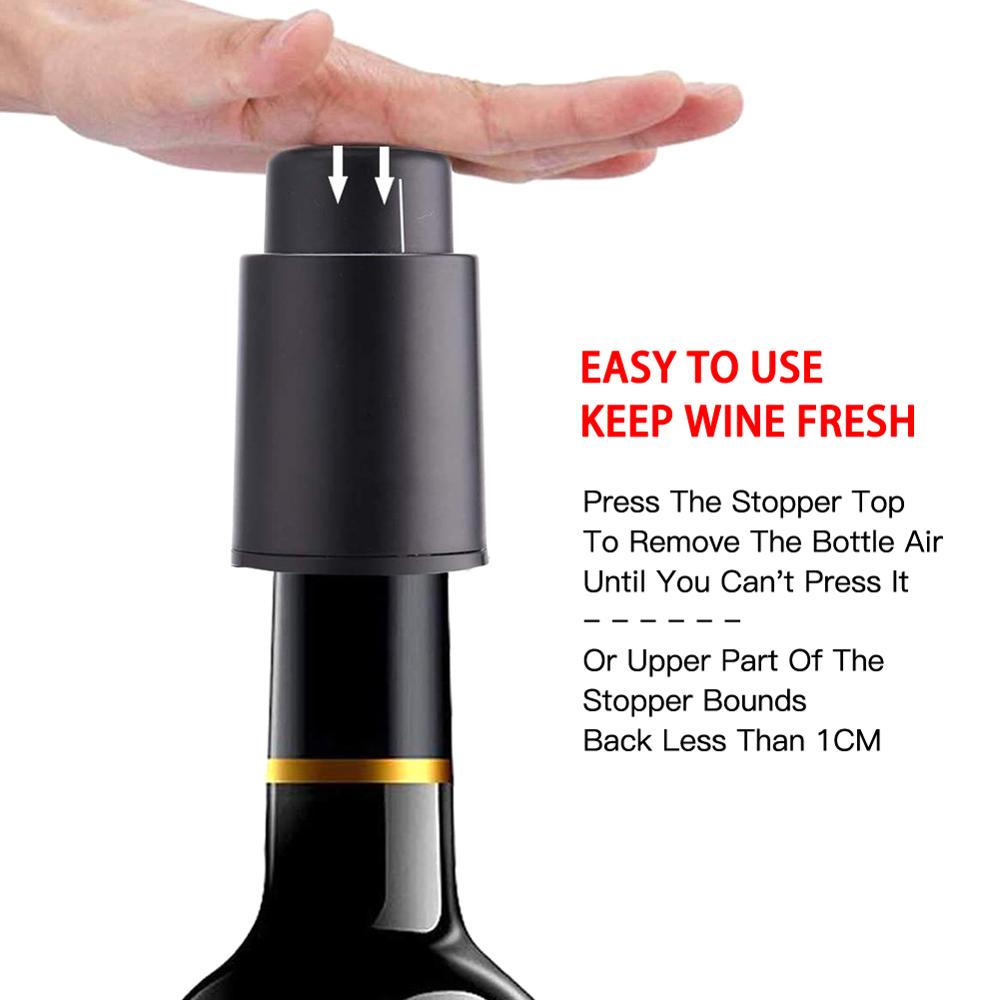 Bouchon de bouteille de vin sous vide ABS noir sto... - Grandado