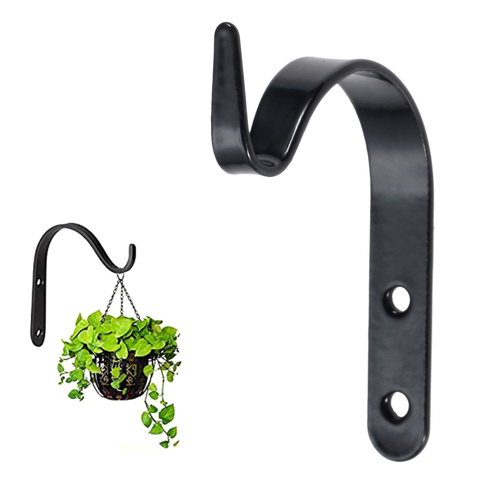 dophee 1/2pcs Black Wall Hook Bracket Lantern Hanger Wall Light Garden Hanging Basket 56*10mm