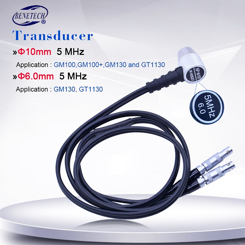 Ultrasonic thickness gauge Probe transducer diameter 10mm/5MHz 6mm/5Hz original Probe for Benetech GM100 GM100+ GM130 GT1130