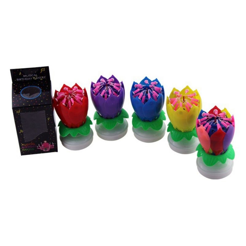 Birthday Cake Music Candles 14 Candles Lotus Flower Christmas Festival Decorative Music Wedding Party Decoration