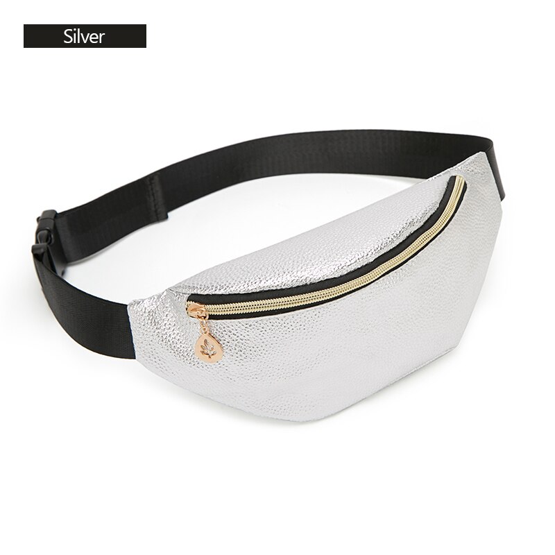 AIREEBAY Casual Frauen Taille Tasche Fanny Packs Retro Stil Mädchen Gürtel Tasche Neue Kleine Leder Brust Reise pouchs: 4197silver