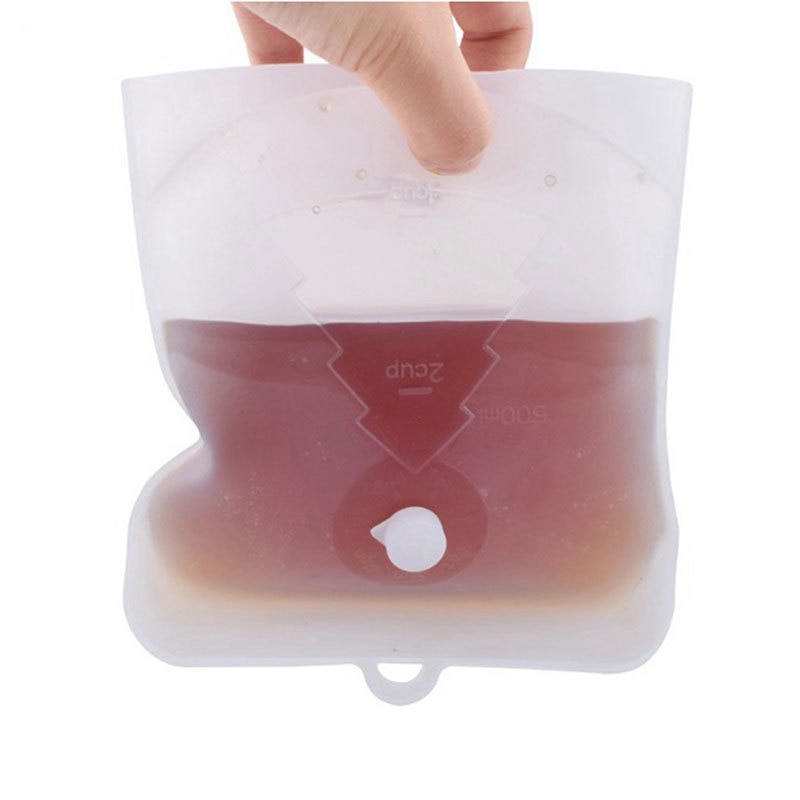 Reusable Silicone Food Bag Leakproof Storage Bag Food-grade Silicone Fresh Bag Containers Food Freezer Snack 500ml/1000ml/1500ml