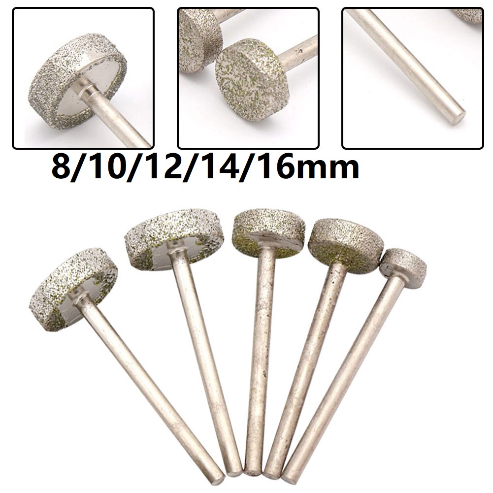 Cylinder roterende diamantkværnbor 8/10/12/14mm slibehoveder 3mm skaft til jadeglasudskæring gravering slibeværktøj