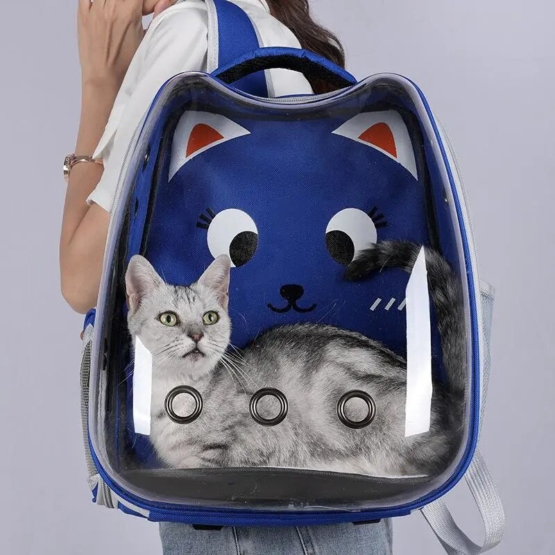 Cat Bag Breathable Portable Pet Carry Backpack Cat and Dog Outdoor Travel Backpack Transparent Cute Ear Pet Backpack Cat Bag