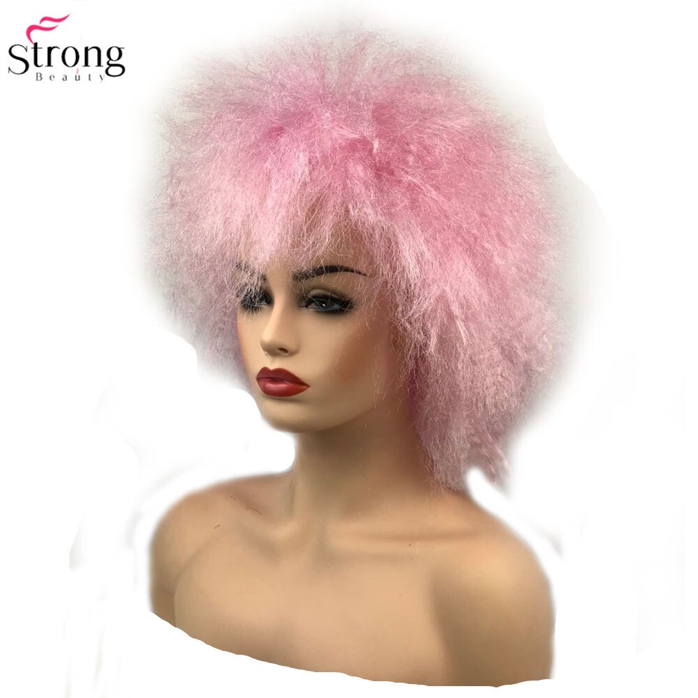 Strongbeauty jumbo afro paryk syntetisk hår pink/gul klovne parykker cosplay halloween: Lyserød