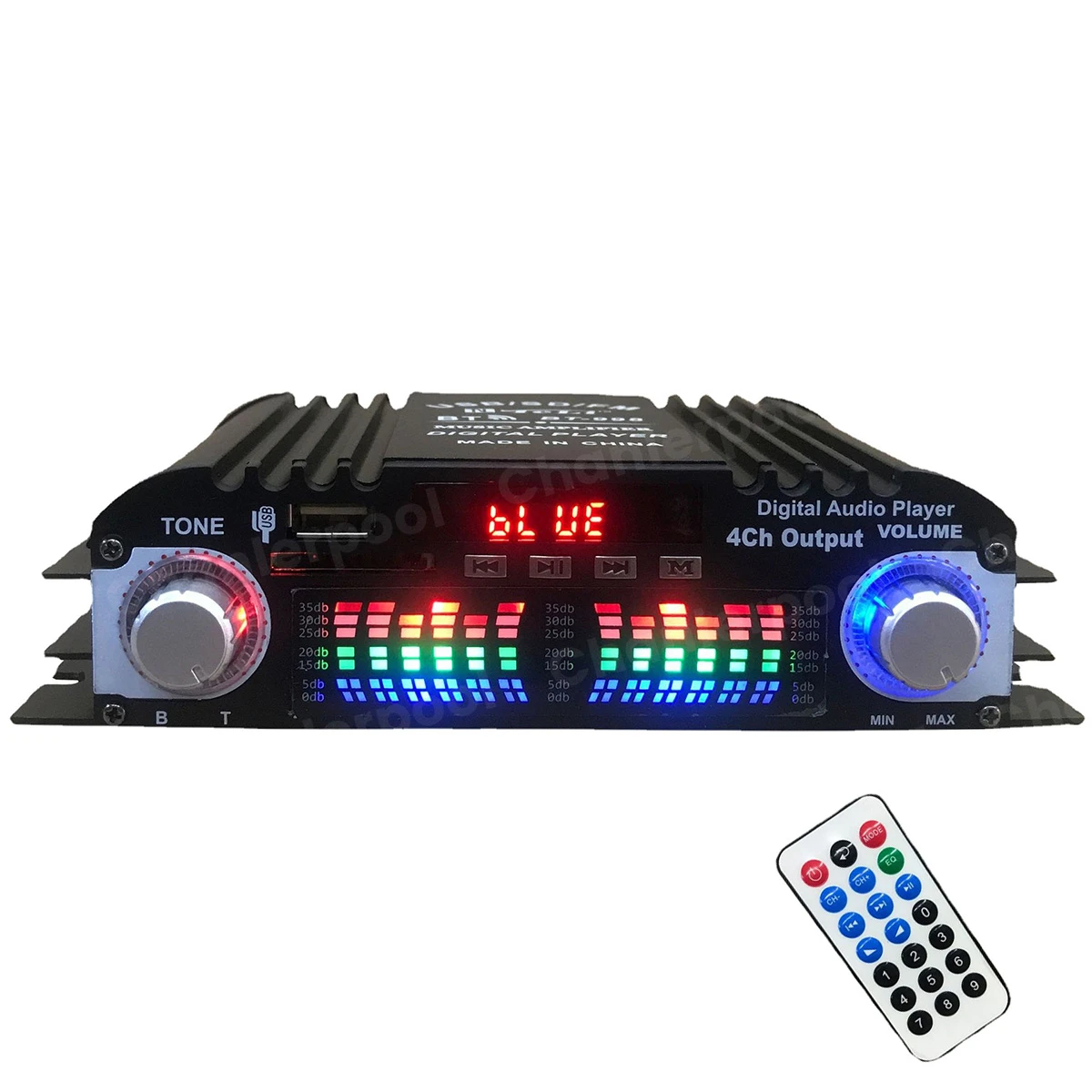 1600W moc szczytowa wzmacniacz dźwięku HiFi cyfrowy 4-kanałowy wzmacniacz audio Bluetooth odtwarzacz karaoke radio FM obsługa pilota