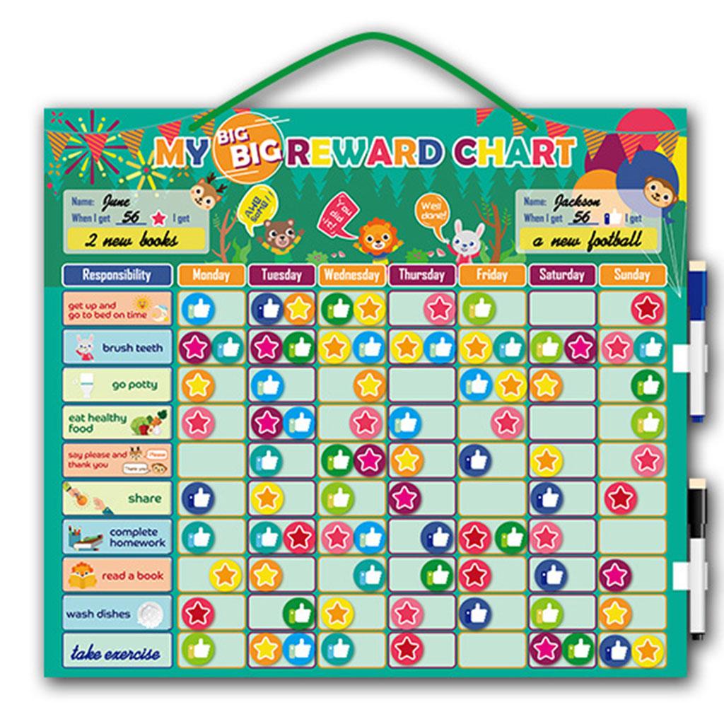 Kids Magnetic Rewards Chart Weekly Planner Behavior Incentive Chore Kids Schedule Learning Tool