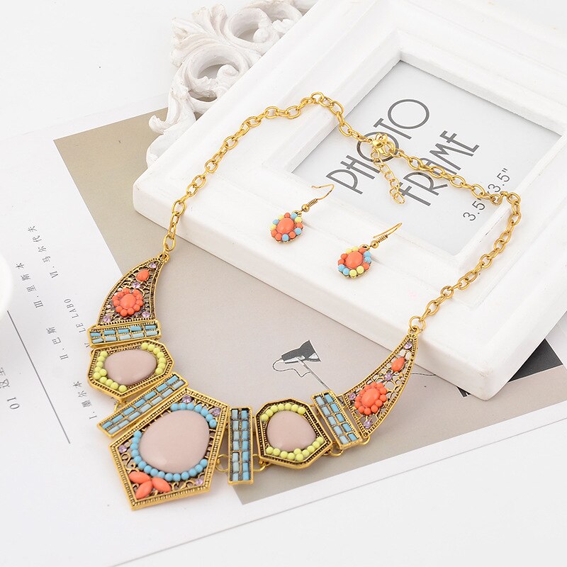 Bohemian Jewelry Sets For Women Triangle Necklaces & Pendants African Beads Jewelry Set Party Necklace Earrings Set