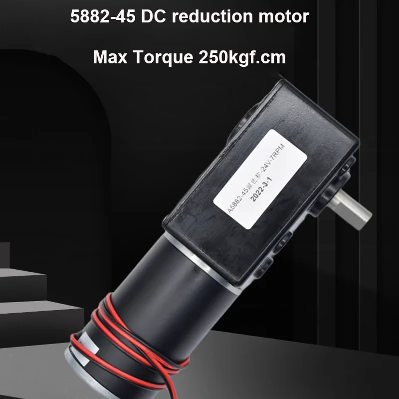 A5882-4 250kg.cm 12V 24V DC Gear Motor Strong Torque Gearmotor Metal Turbo Worm Gearbox Engine Reversed Low Speed Self-Lock Worm