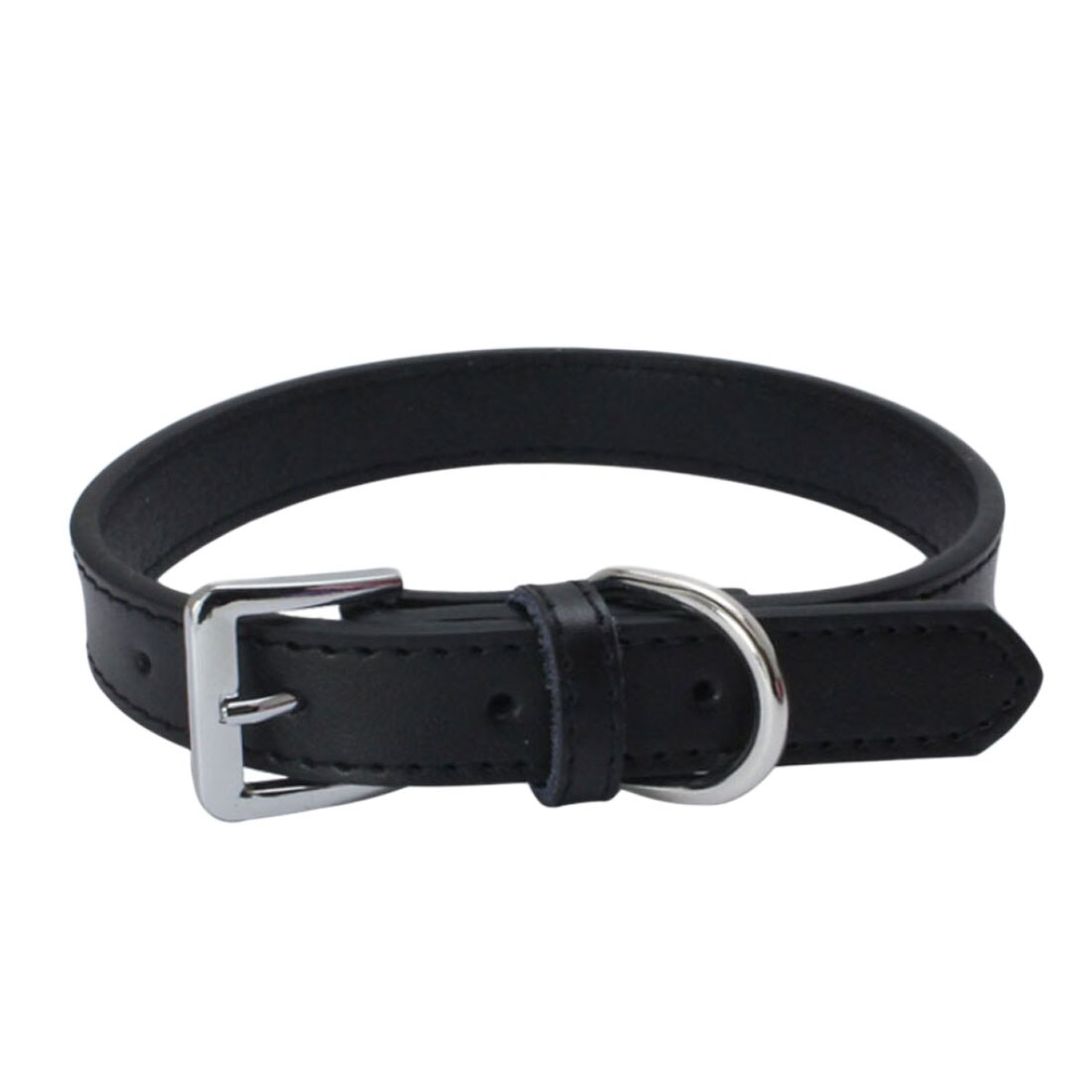 Kleurrijke hondenhalsband van pu-leer, verstelbaar, effen roze kattenhalsband, geschikt voor kleine, middelgrote en grote honden (maat s-xl): Zwart / 422cm