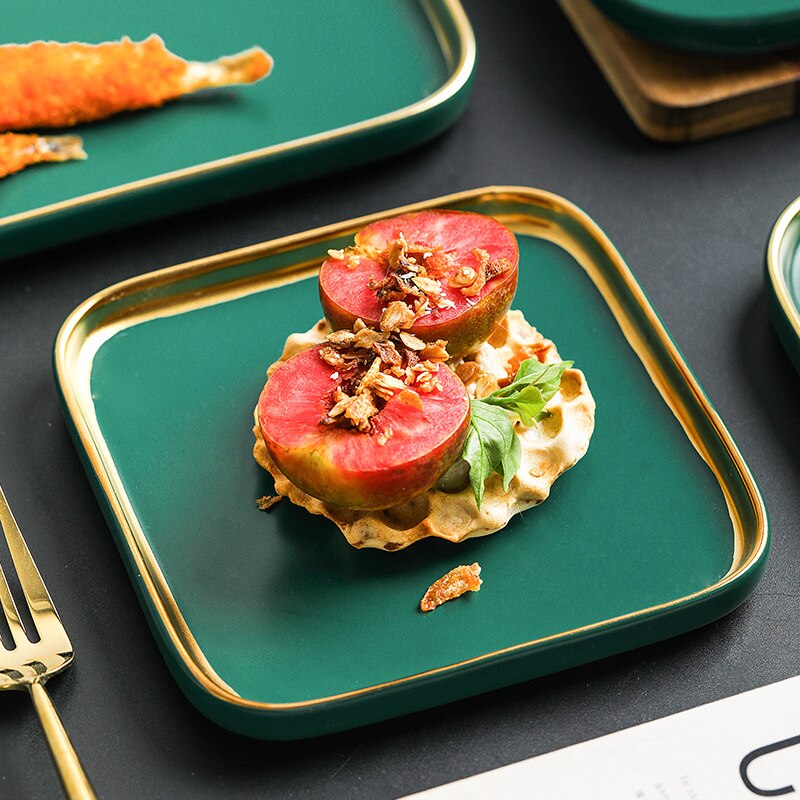 Servise keramisk middagstallerken sett tallerken 8/10 tommers porselen søt dessert tallerken servise firkantet phnom penh biff tallerken