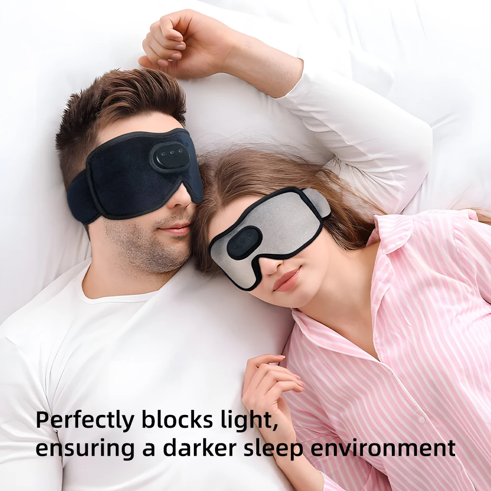Auriculares para dormir con Bluetooth, máscara para ojos opaca, copa contorneada 3D, venda para música con altavoz para viajes, meditación, cambio nocturno