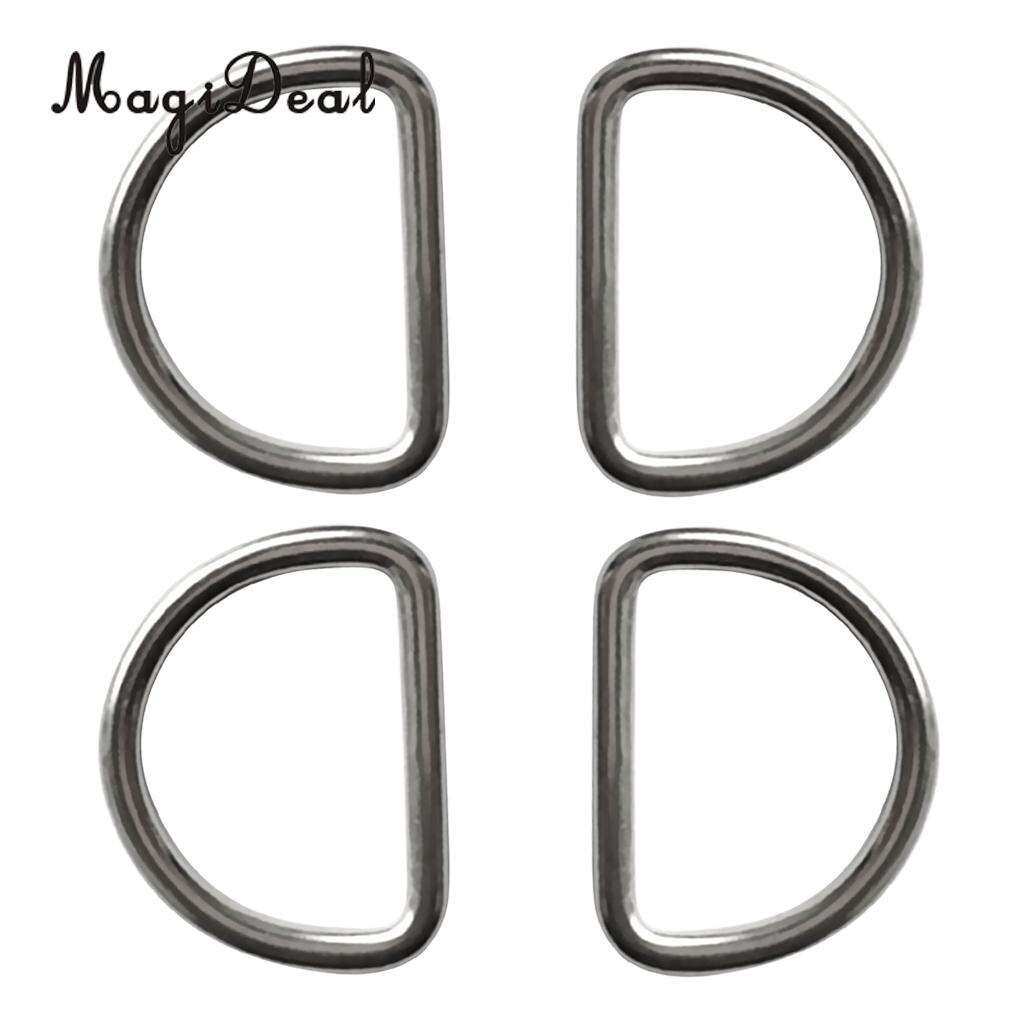 MagiDeal Heavy Duty 4Pcs Diving Scuba D Ring for 30mm Webbing - Marine 316 Stainless Steel for industrial Snorkeling Application