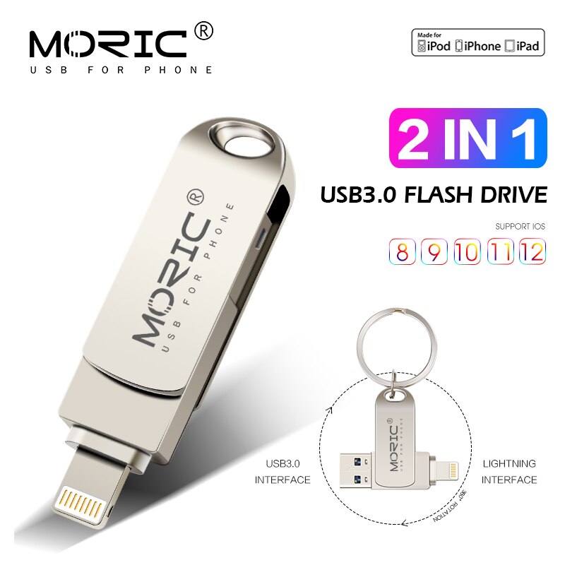 Metalen Usb Flash Drive 128Gb Cle Usb Otg Pen Drive 32Gb 64Gb Usb2.0 Flash Disk Voor Iphone X/8 Plus/8/7 Plus Usb Memory Stick