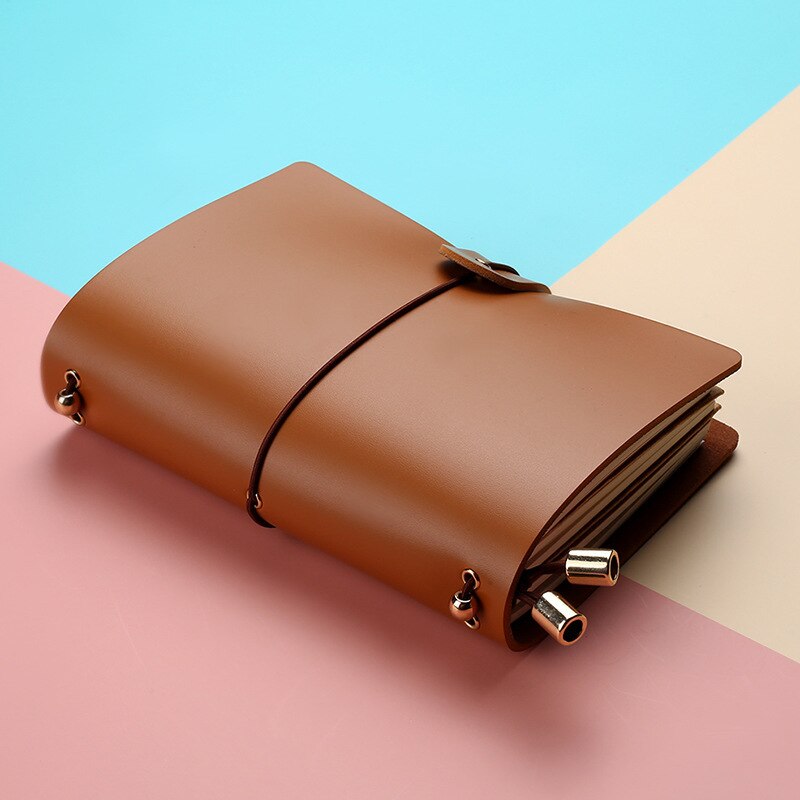 Small A7 Pocket Notebook PU Journal Vintage Planner Notepad Spiral Agenda Kawaii Diary Papeleria Stationery Supply: Brown