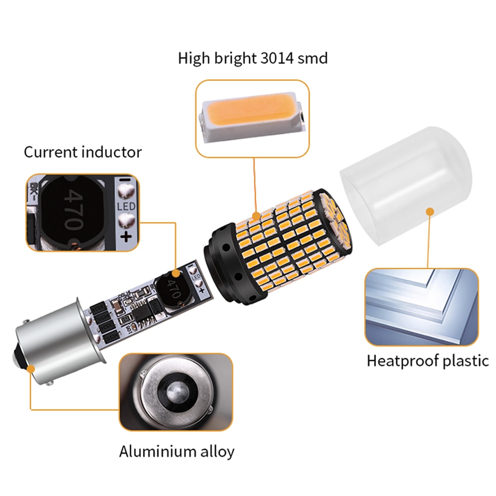 Luz Led de marcha atrás para coche, Bombilla de señal de giro automática, superbrillante, BA15S, P21W, 1157, BAY15D, P21/5W, 12V, blanco, rojo