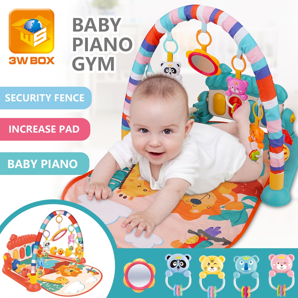 3Wbox Gym Baby Muzikale Speelmat Play Mat Kids Rug Educatief Puzzel Tapis Tapijt Piano Dier Kruipen Activiteit Voor Baby 'S