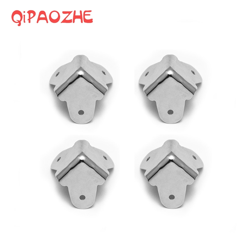 8PCS Guitar AMP Amplifier Corners - 3 Leg/3 Hole Metal Speaker Cabinet Protectors - Black & Silver