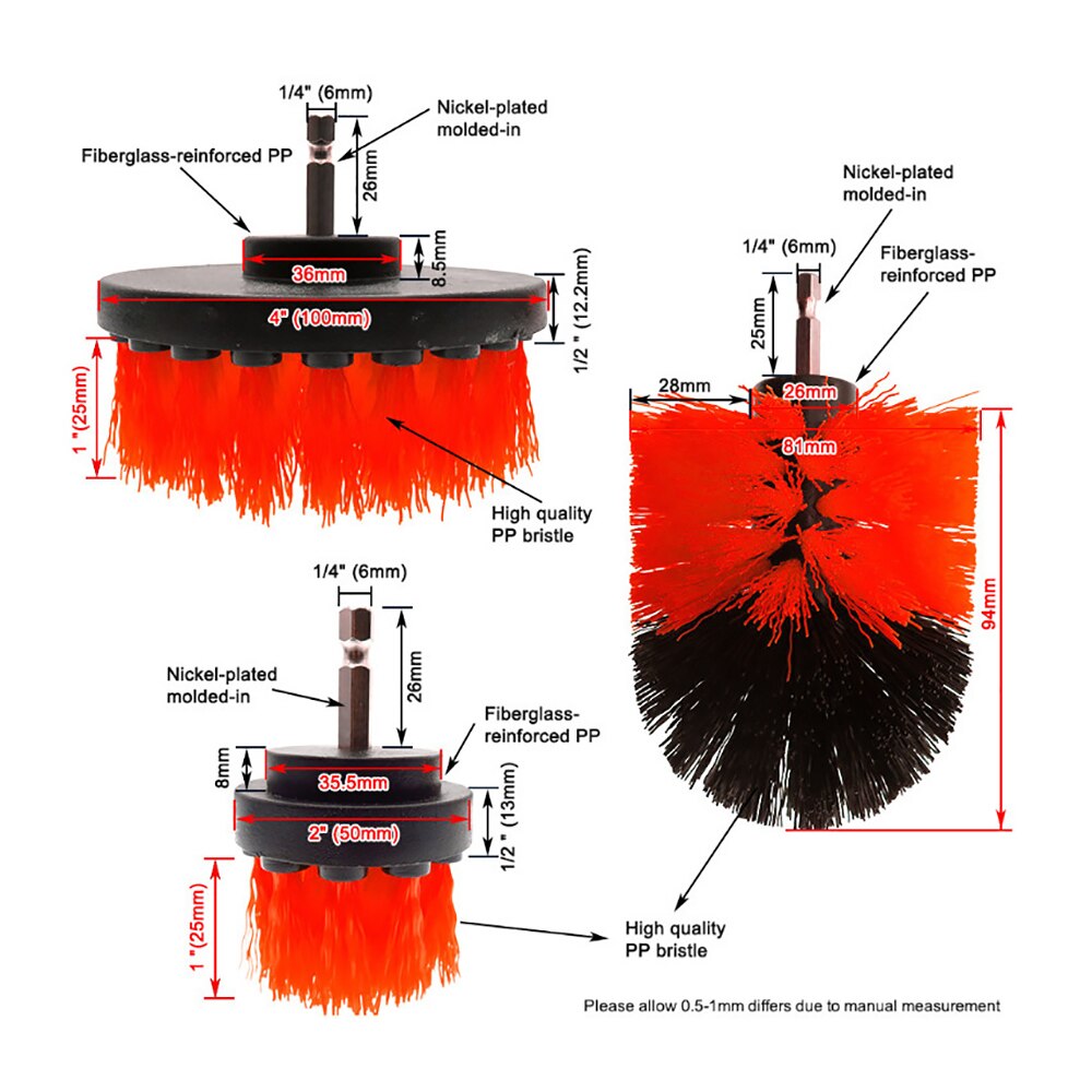 1/3Pcs Set Drill Power Scrub Clean Brush Electric Drill Brush Kit With Extension For Grout, Tiles,Bathroom, Kitchen & Auto