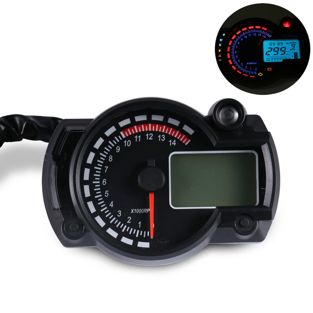Motorcykel hastighetsmätare 7 färger lcd digital odometer justerbar max 299km/ h instrumentbräda motorcykel hastighetsmätare för koso  rx2n