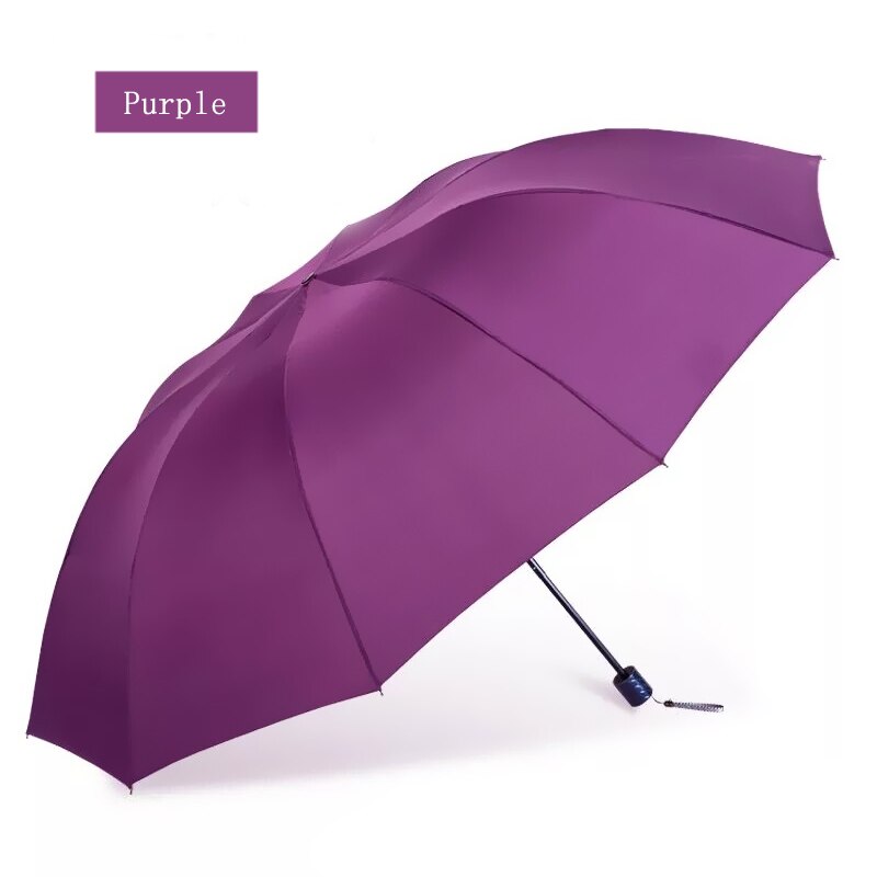 Como la lluvia gran familia paraguas lluvia mujeres grandes exterior paraguas plegable de hombres fuertes doble paraguas UBY28: Púrpura