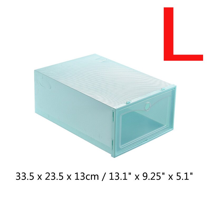 Składane przezroczyste plastikowe pudełka na buty wieżowych Floding DIY szuflady na buty pojemniki robić przechowywania organizatorzy domowe pudełko robić przechowywania butów: zielony-L