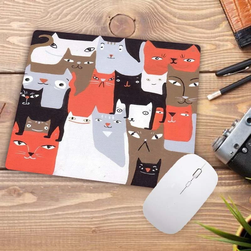 Wielka promocja 22X18CM Cartoon Cute Cat Head Cool Designs HD Table Mouse Pad Laptop Computer Gaming Keyboard Mousepad Animal Mat: XS / BRĄZOWA