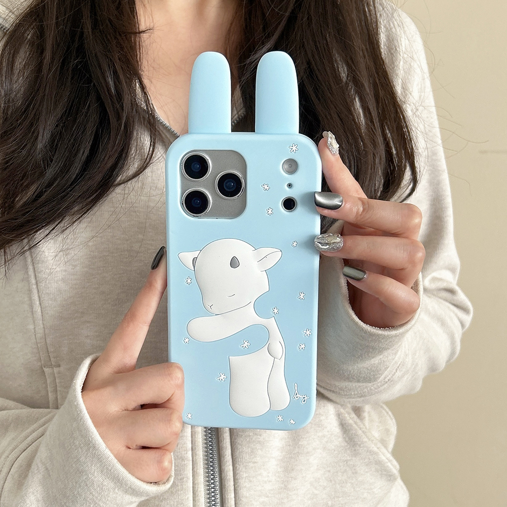Cute 3D Cartoon Rabbit & Sheep Soft Silicone Phone Case For iPhone 17 16 15 14 13 Pro Max Shockproof Japanese Anime Back Cover